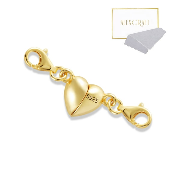 Alexcraft Heart Shaped Magnetic Clasps for Jewelry - Gold Silver Bracelet Clasps Closures - Magnetic Clasp Converter for Bracelet Necklace DIY Making Wedding Jewelry Accessories