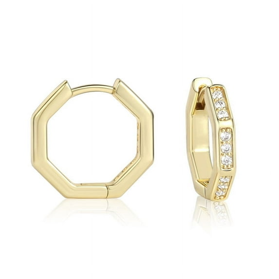 Alexcraft Hoop Earrings for Women 14K Gold Plated Geometric Huggie Hoop Earrings 925 Sterling Silver Hypoallergenic Triangle Rectangle Heart Star Oval Hoop Earrings for Woman