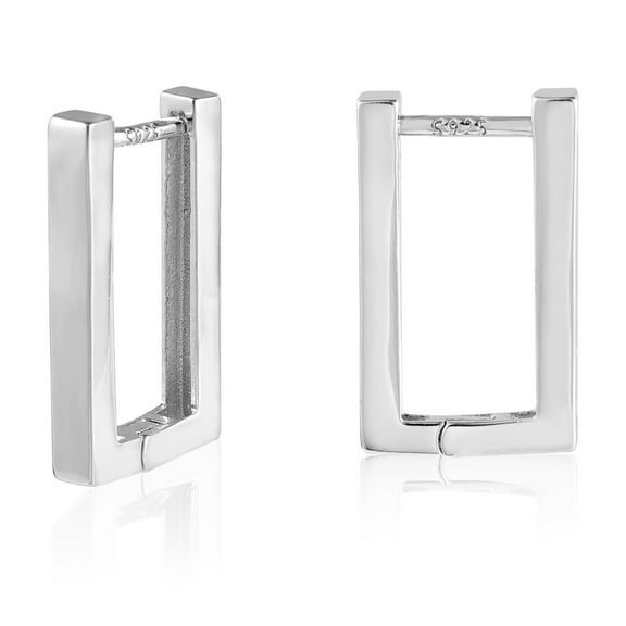 Alexcraft Huggie Hoop Earrings for Women 14K Gold Plated and Silver Rectangle Trendy Hypoallergenic Sterling Silver Chunky Geometric Minimalist Hoops for Women