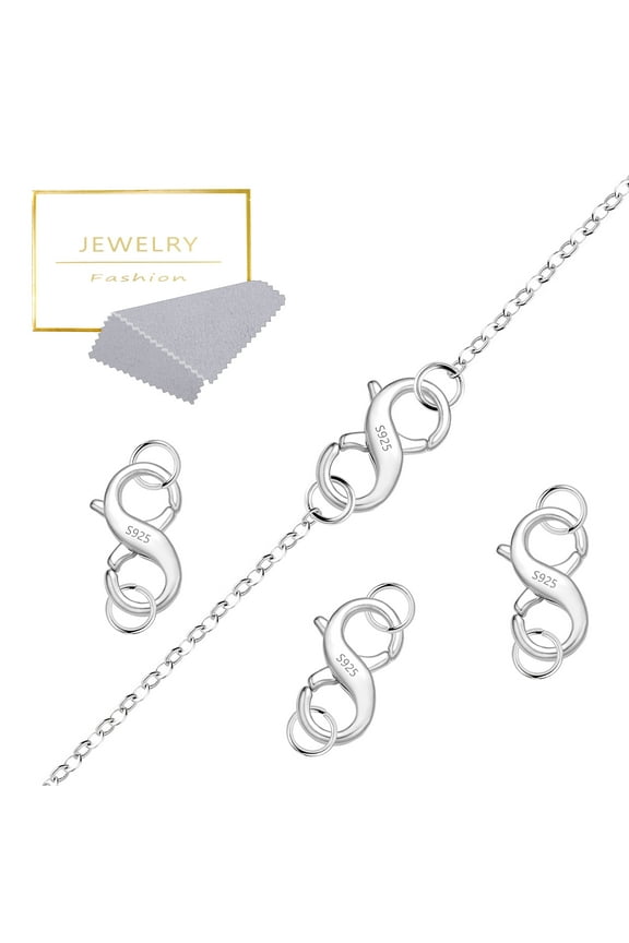 Lobster Clasp - 4Pcs Jewelry Clasp Double Opening Lobster Clasp with Jump Rings - Necklace Shortener 925 Sterling Silver Jewelry Making Supplies Clasp Repair Kit