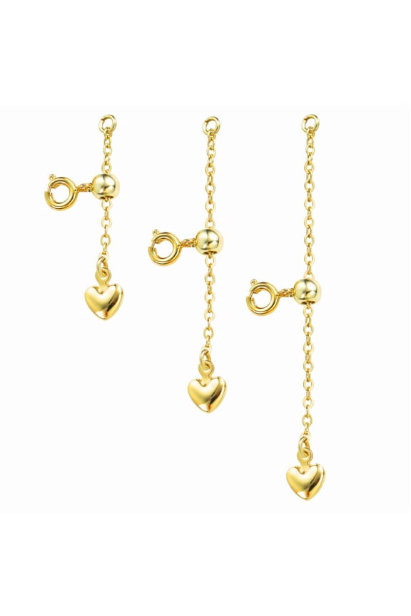Necklace Extender Chain Adjustable 14k Gold Plated Silver Necklace Chain Extender with Spring Clasp for Necklace Bracelet Jewelry Making(3 Pcs)