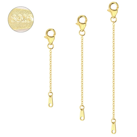Alexcraft Necklace Extenders, 14k Gold Plated Chain Extenders for Necklaces, Gold Necklaces Bracelet Anklet Extender for Women Jewelry Making, 3 Piece Set, 2", 3", 4"