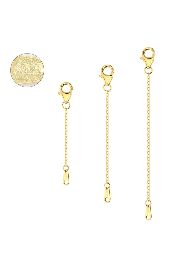 Necklace Extenders, 14k Gold Plated Chain Extenders for Necklaces, Gold Necklaces Bracelet Anklet Extender for Women Jewelry Making, 3 Piece Set, 2", 3", 4"