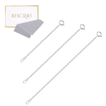 100 Gold Plated Necklace Bracelet Extender Chains – 50mm X 3.5mm Curb Style, Silver