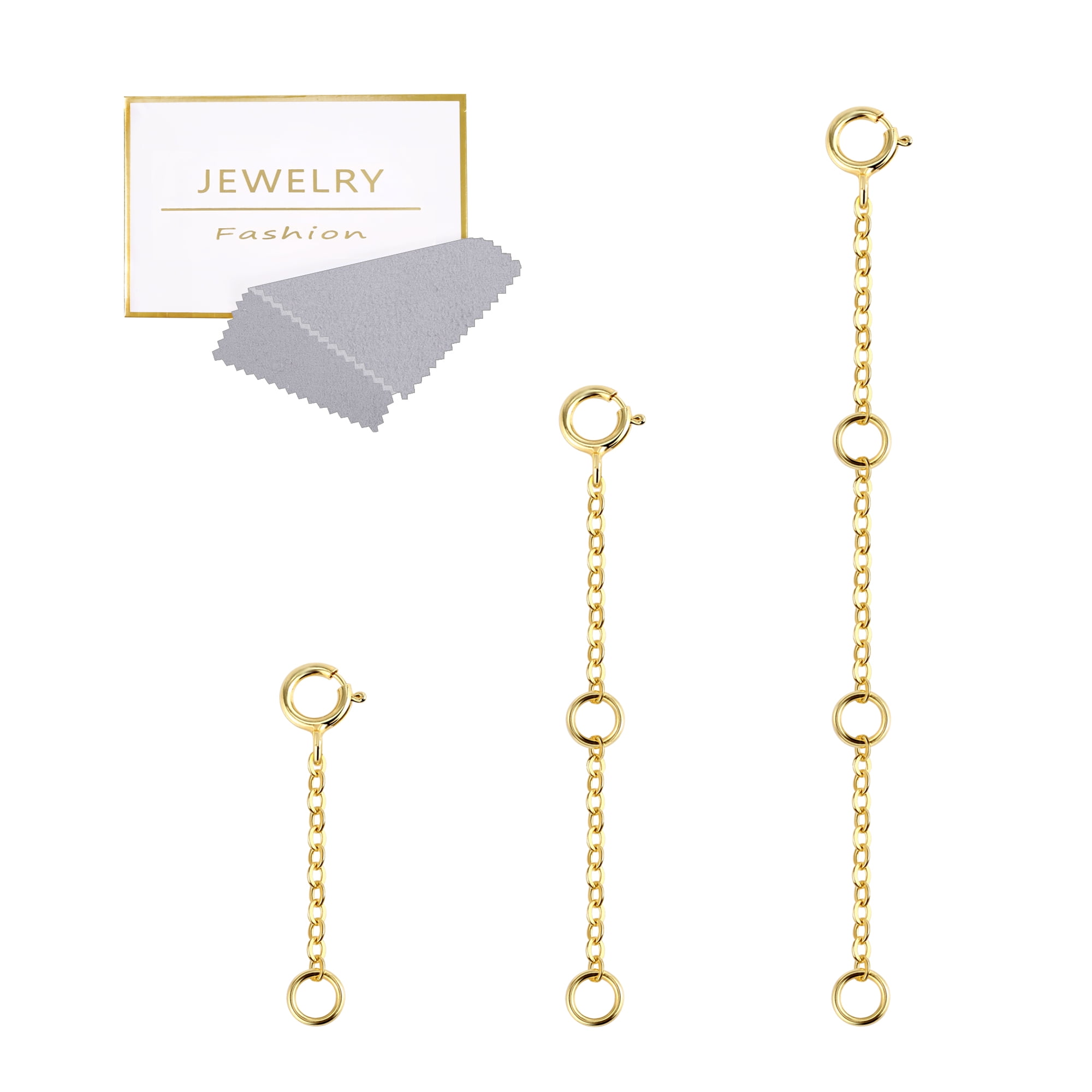 ALEXCRAFT Necklace Extenders 14k Gold Plated Extender Chain for Woman - Extension Bracelet Extender Gold Chain for Necklaces 3 Pcs - DIY Jewelry Making Sets Supplies1 2 3 inch