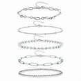 thumbnail image 1 of Alexcraft Silver Beaded Bracelet Set for Women, 14K Gold Plated Paperclip Link Chain Jewelry, 1 of 6