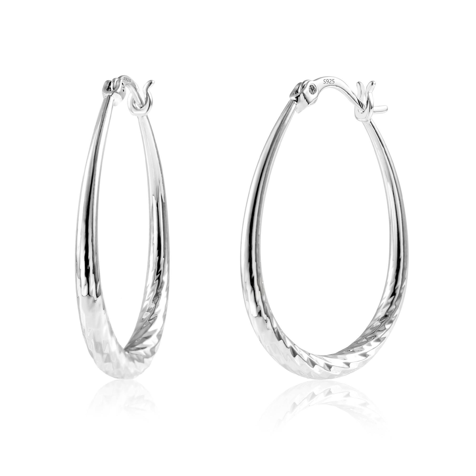 Alexcraft Silver Oval Hoop Earrings Hypoallergenic 14K Gold Plated Sterling Silver Lightweight Oval Hoop Earrings for Women