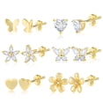 thumbnail image 1 of Alexcraft 14K Gold Plated Hypoallergenic Cubic Zirconia Heart Stud Earrings, 6 Pairs Pack (Women's), 1 of 7
