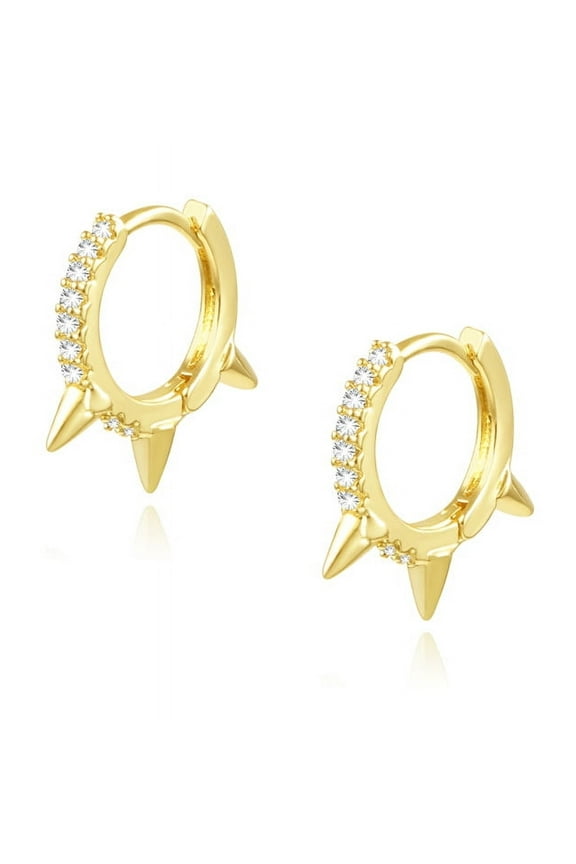 Women Gold Huggie Hoop Earrings Ear Stud Cuff 14K Gold Plated Small Simple Minimalist Hypoallergenic Everyday Jewelry