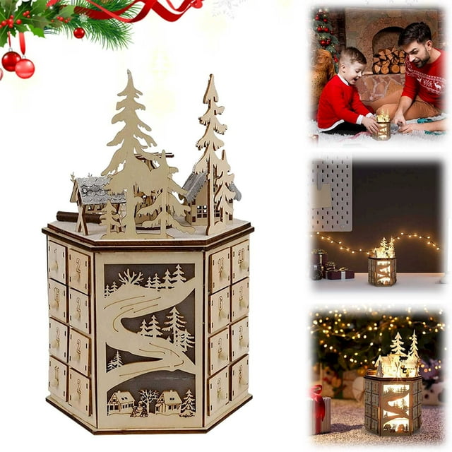 Alexda LED Revolving Music Box Advent Calendar Decorated With Christmas