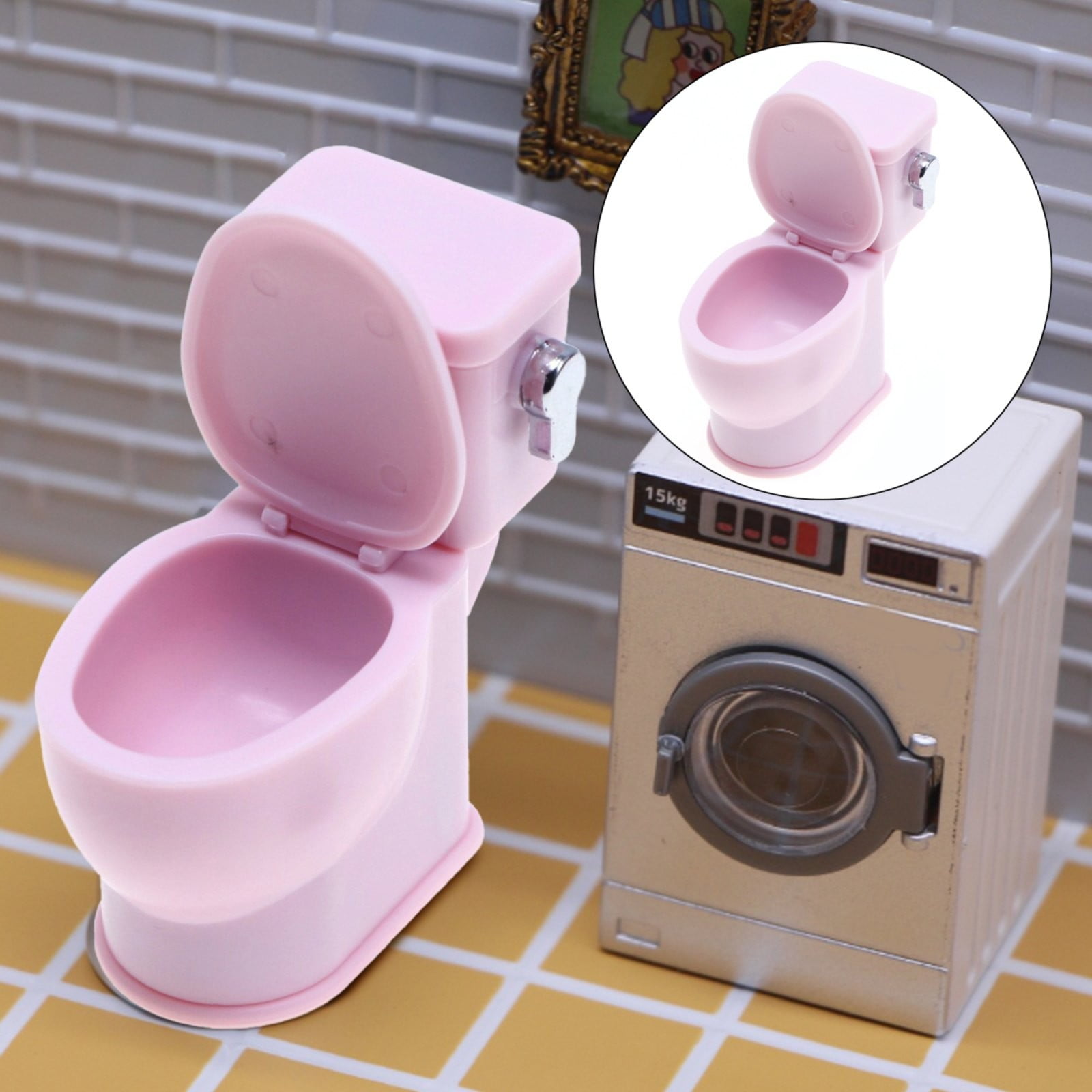 Alexda Mini Working Toilet Toy Dollhouse Toilet Seat Model With Flush ...