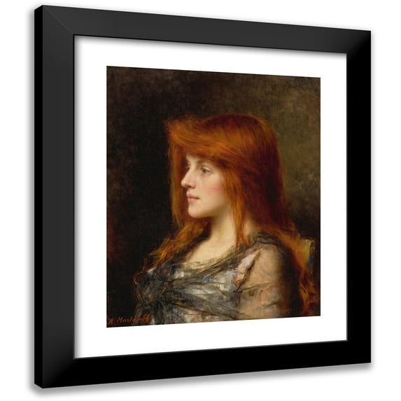 Alexei Harlamoff 12x14 Black Modern Framed Museum Art Print Titled - An Auburn Haired Young Woman