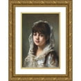 thumbnail image 1 of Alexei Harlamoff 14x18 Gold Ornate Wood Frame and Double Matted Museum Art Print Titled - Portrait of a Young Girl Wearing a White Veil, 1 of 4