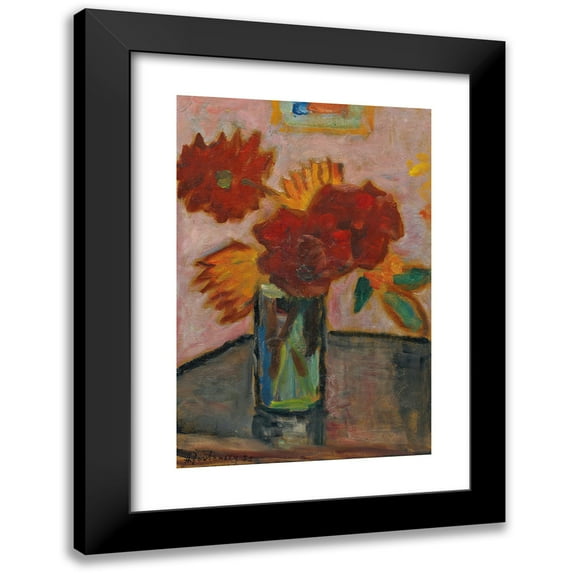 Alexej von Jawlensky 17x24 Black Modern Framed Museum Art Print Titled - Stillleben (Still Life with Flowers) (1933)