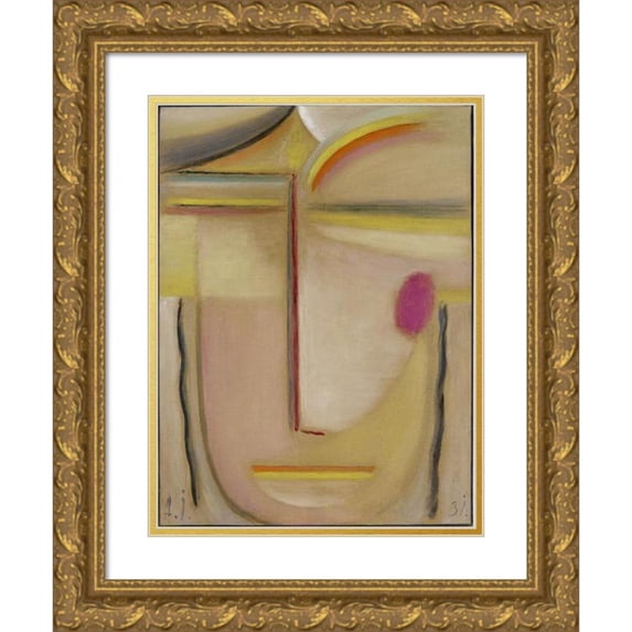 Alexej von Jawlensky 19x24 Gold Ornate Framed and Double Matted Museum Art Print Titled - Abstract Head, Gold and Pink (1931)