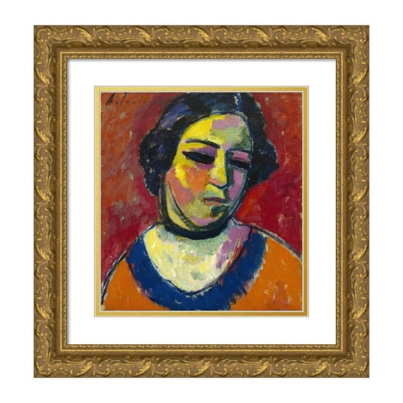Alexej von Jawlensky 20x22 Gold Ornate Framed and Double Matted Museum Art Print Titled - Portrait of a Woman (1912)