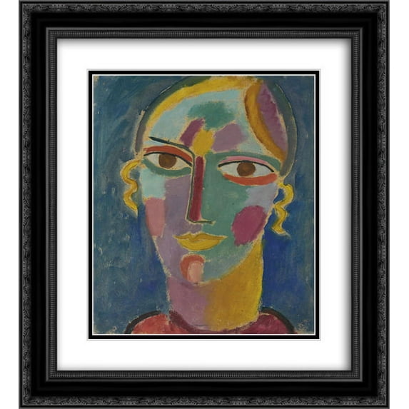 Alexej von Jawlensky 2x Matted 20x24 Black Ornate Framed Art Print 'Mystischer Kopf Frauenkopf auf blauem Grund'