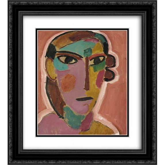 Alexej von Jawlensky 2x Matted 20x24 Black Ornate Framed Art Print 'Mystischer Kopf Frauenkopf auf rotem Grund'