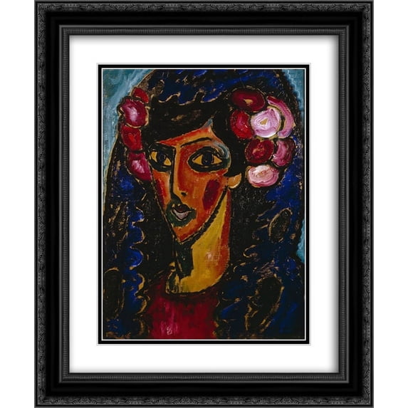 Alexej von Jawlensky 2x Matted 20x24 Black Ornate Framed Art Print 'The Blue Mantilla'