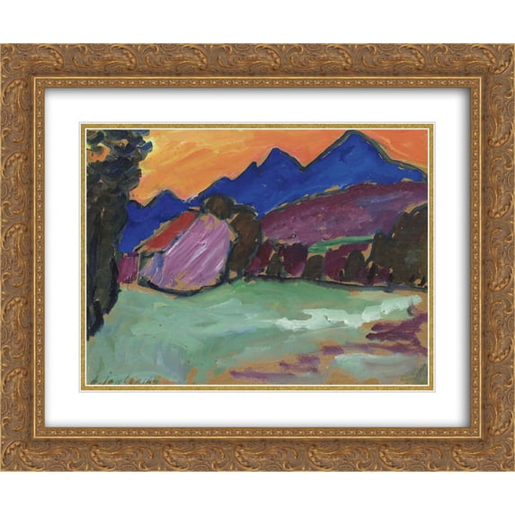 Alexej von Jawlensky 2x Matted 24x20 Gold Ornate Framed Art Print 'Roter Abend - Blaue Berge'