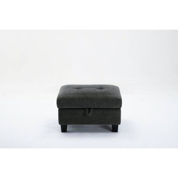 Alexent 1 pcs Sectional Sofa-Dark Gray Soft Fabric-Ottomen-Color:Dark Gray Sofa