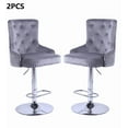 thumbnail image 1 of Alexent 2PCS Swivel Bar Stools, High Back, Button Tufted, Silver Footrest and Nailhead Trim Swivel Bar Chairs for Kitchen, Bar Velvet Upholstered Bar Stools, Gray, 1 of 7