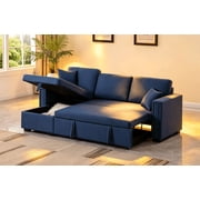 Alexent Convertible Sleeper Sofa, Pull-Out Bed Design, Modern 3-Seat Couch for Living Room & Guest Room, Navy Blue