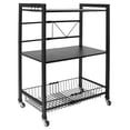 thumbnail image 1 of Alexent 3-Tier Metal Kitchen Counter Shelf Storage Cart with 3 Hooks in Black, 1 of 10