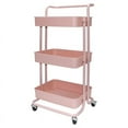 thumbnail image 1 of Alexent 3-Tier Modern Plastic Storage Trolley Rolling Utility Carts in Pink, 1 of 10