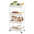 thumbnail image 1 of Alexent 4-Tier Plastic Storage Organizer Rolling Cart with Slim Shelves in White, 1 of 10