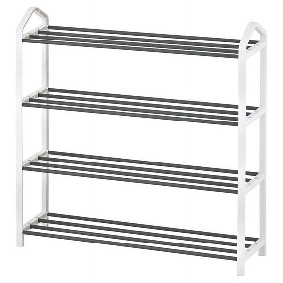 Alexent 4-Tier Shoe Rack, Heavy Duty Metal&Plastic Shoe Rack, Free Standing Shoe Rack, For Hallways, Front Door Entrances, Underground Garages,White