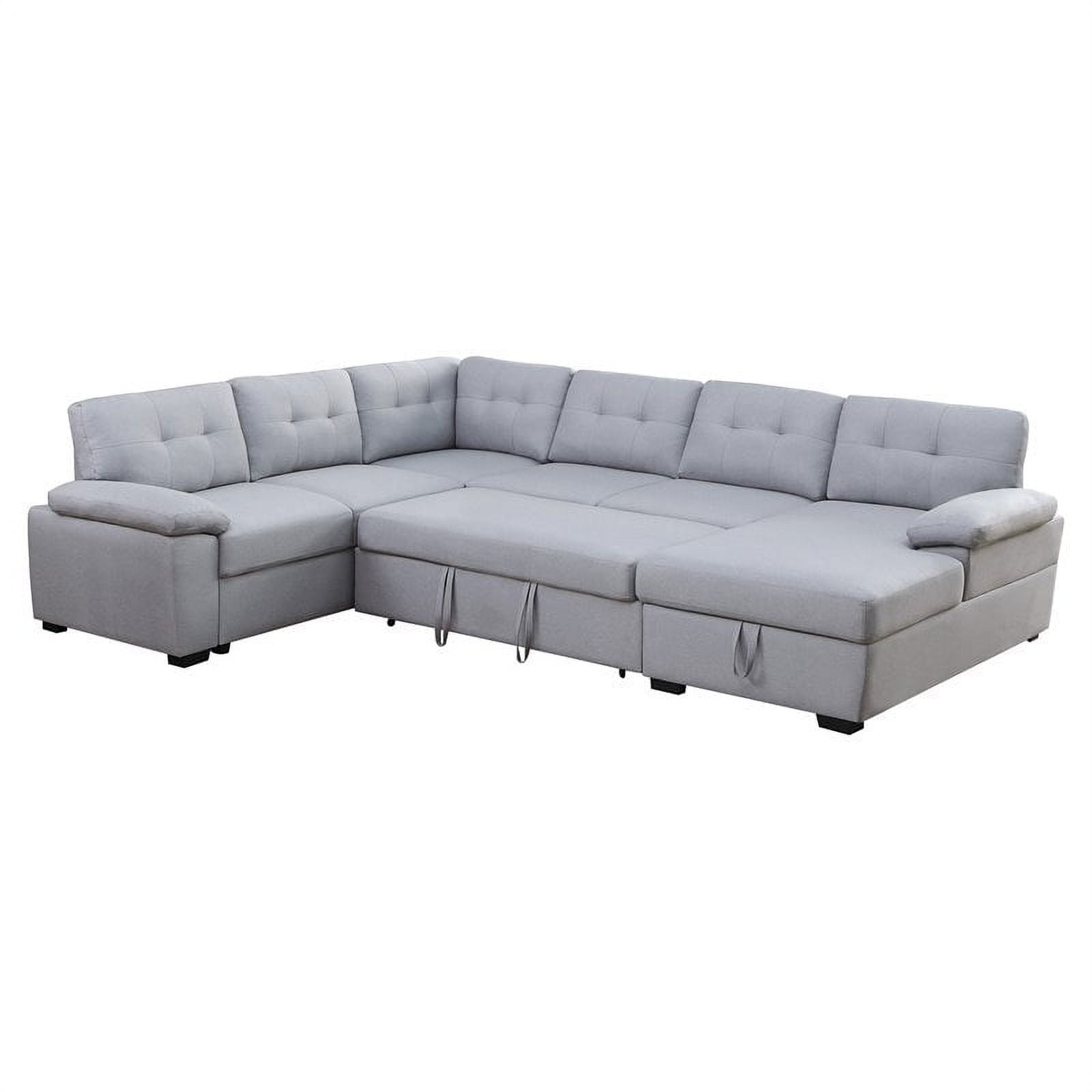 Alexent 5 Seat Modern Fabric Sleeper Sectional Sofa with Storage in Ash