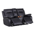 thumbnail image 1 of Alexent Faux Leather Manual Recliner Loveseat with Drink Holder, Black, 1 of 11