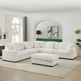 thumbnail image 1 of Alexent Large Modular Sectional Sofa, 5-seater Upholstered Sofa with Ottoman for Living Room, Office, Apartment, White, 1 of 6