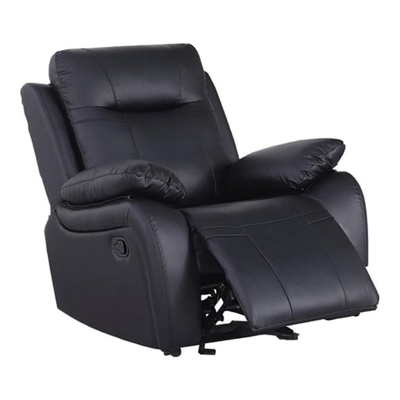 Alexent Manual Faux Leather Recliner Couch Reclining Arm Chair in Black