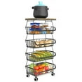 thumbnail image 1 of Alexent Metal Wire Basket with Wheels, Kitchen Storage Shelf Basket, 5 Tier Stackable Storage Containers, Fruit and Vegetable Cart, Dish Rack for Bathroom, Kitchen, Garage and Pantry, Black, 1 of 10