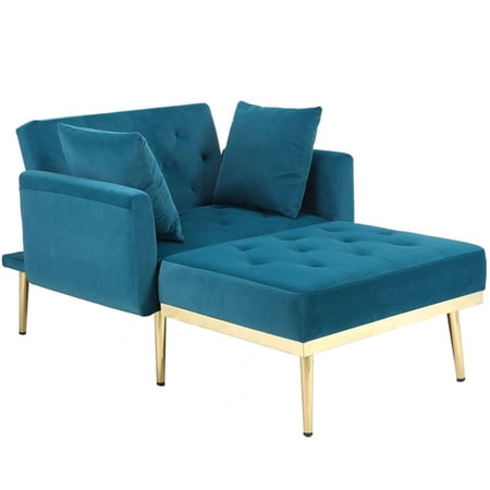 Alexent Mid Century Modern Glam Adjustable Velvet Chair & Ottoman- Jasper Green