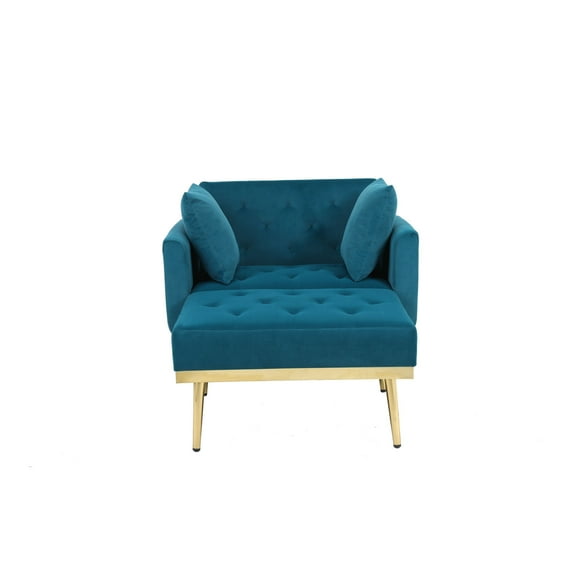 Alexent Mid Century Modern Glam Adjustable Velvet Chair & Ottoman- Jasper Green