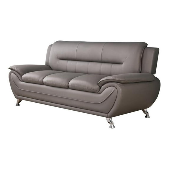 Alexent Modern Faux Leather Upholstered Living Room Sofa in Gray