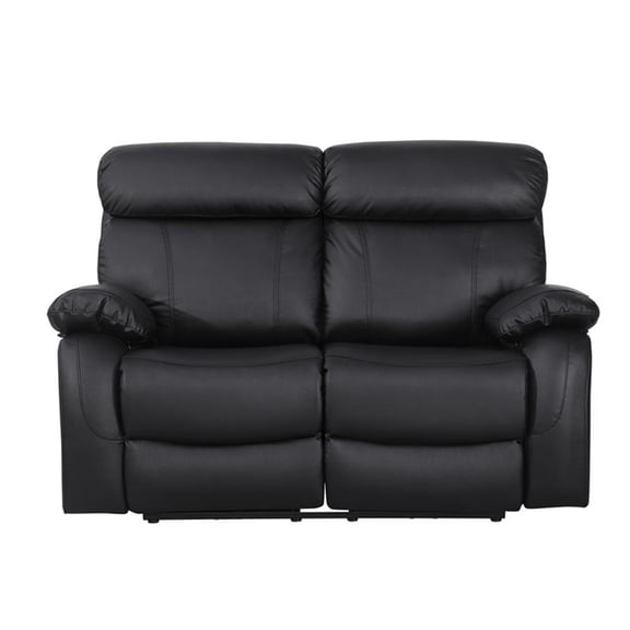 Alexent Modern Leather Recliner Function Loveseat, Black