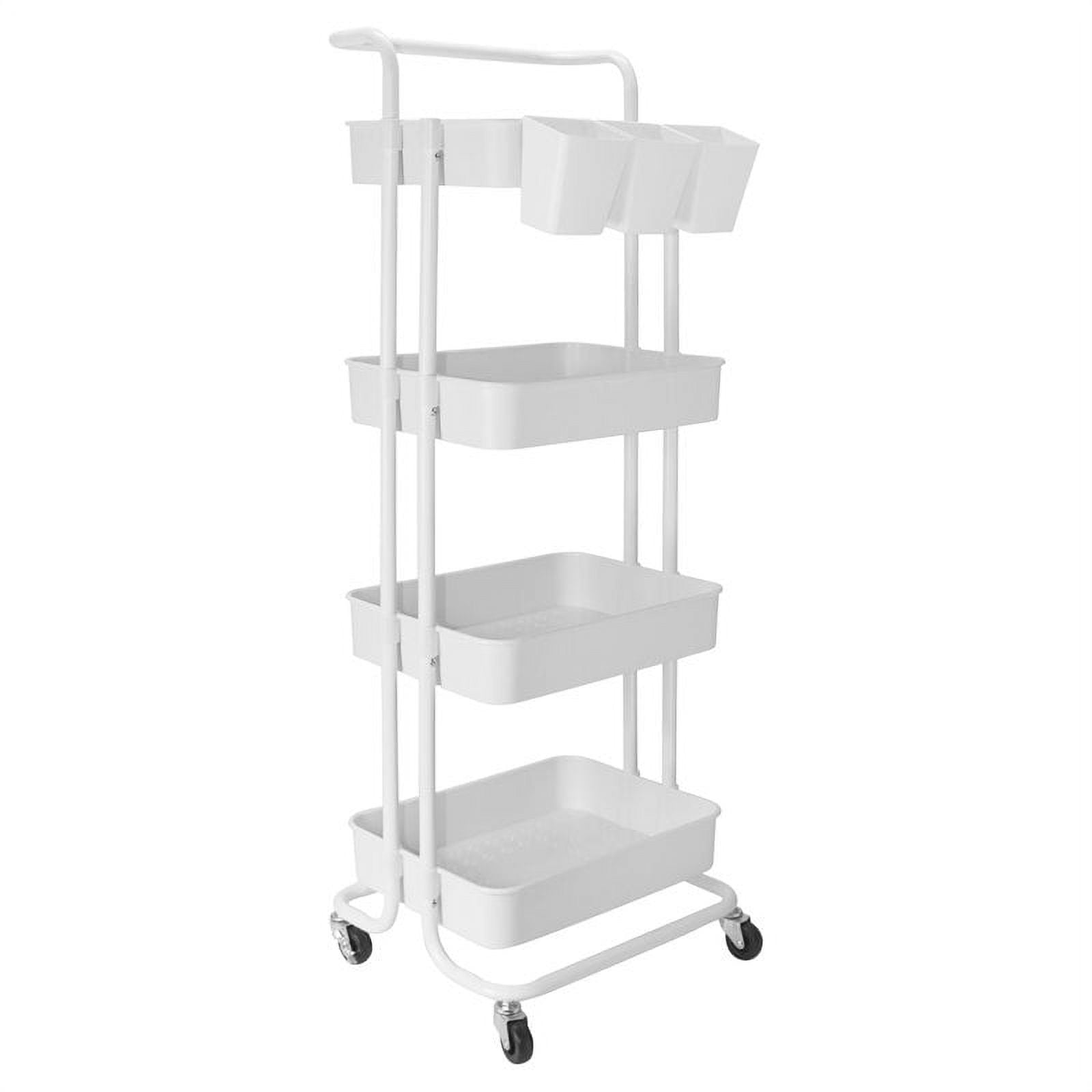 Alexent Modern Plastic Utility Rolling Cart with 4 Adjustable Shelves