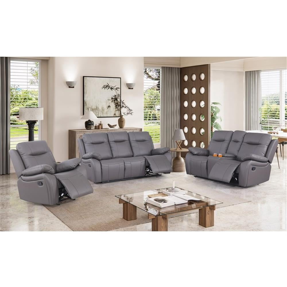 Alexent Recliner Sofa Faux Leather 3 Pieces Manual Recliners Couch Set ...