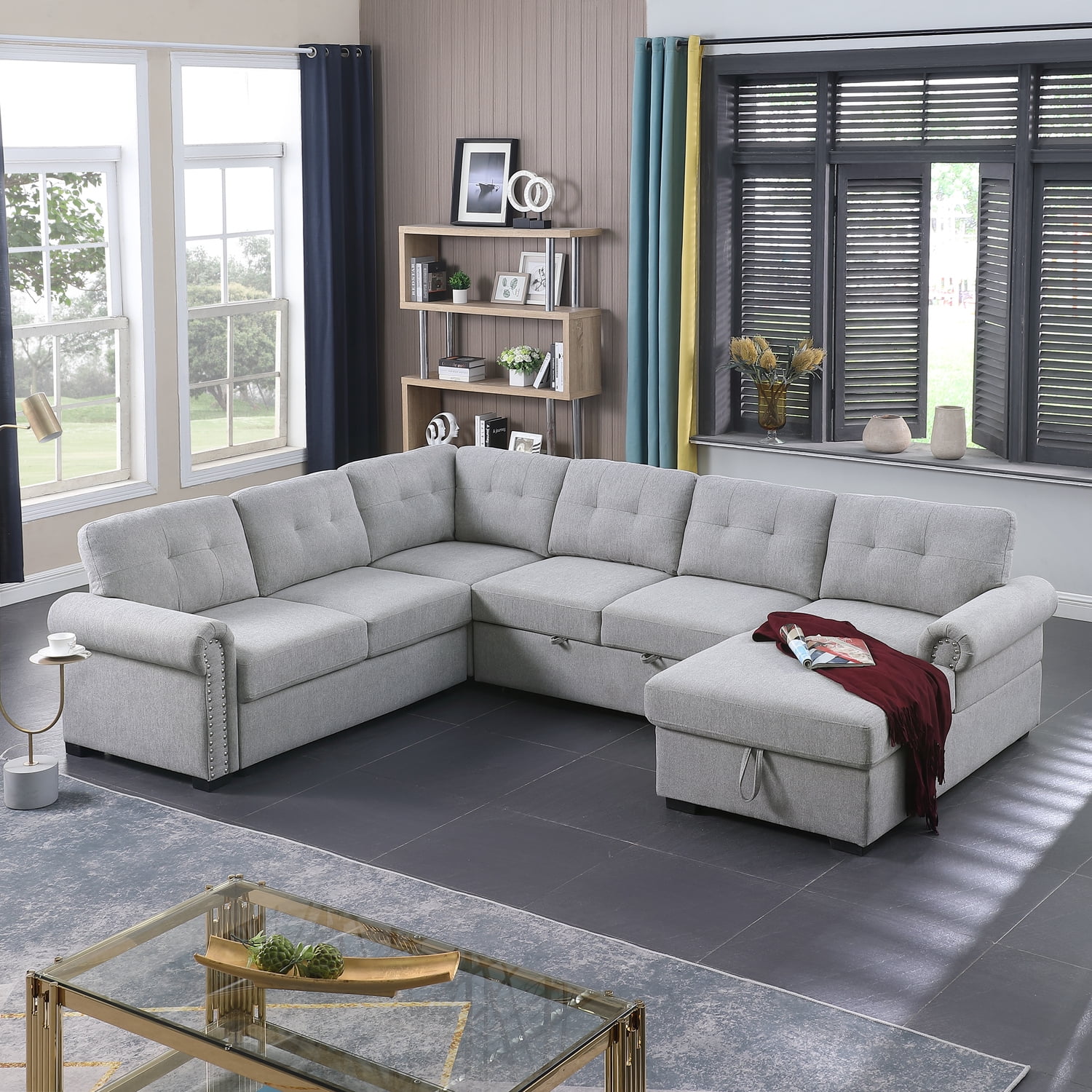 Free Shipping! Alexent Classic Sectional Sleeper Sofa with Pullout ...