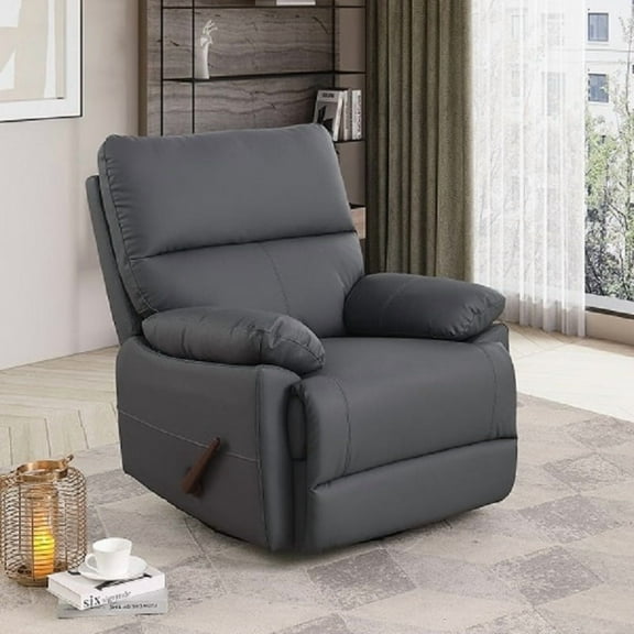 Alexent Swing Recliner, 360° Swivel Recliner, Ergonomic Recliner, High Density Foam Padding Material, Home, Office Faux PU Leather Manual Recliner, Dark Gray