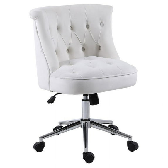 Alexent Velvet Office Chair with Adjustable 360 Degree Swivel in White