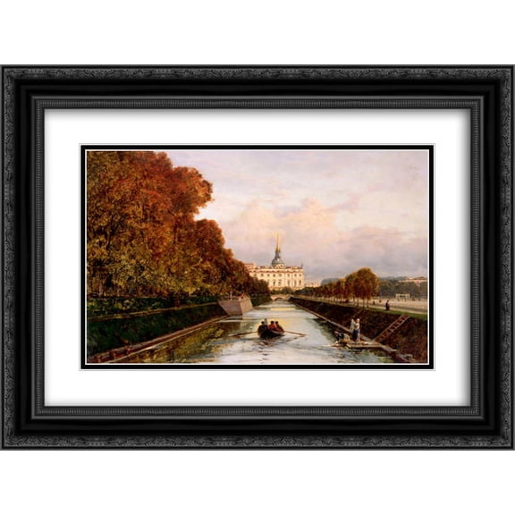 Alexey Bogolyubov 2x Matted 24x18 Black Ornate Framed Art Print 'View to Michael's Castle in Petersburg from Lebiazhy Canal'