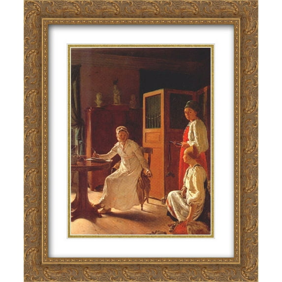 Alexey Venetsianov 2x Matted 20x24 Gold Ornate Framed Art Print 'Morning of the Landlady'