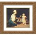 thumbnail image 1 of Alexey Venetsianov 2x Matted 22x20 Gold Ornate Framed Art Print 'First Steps (Peasant Woman with child)', 1 of 2