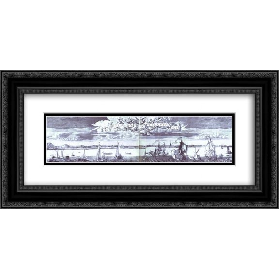 Alexey Zubov 2x Matted 24x14 Black Ornate Framed Art Print 'Panoramic View of St. Petersburg'