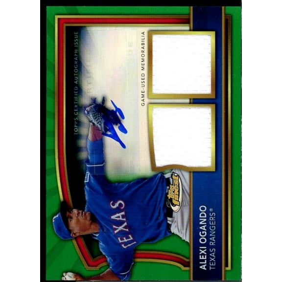 Alexi Ogando Card 2011 Finest Rookie Dual Relic Autographs Green Refractors #89